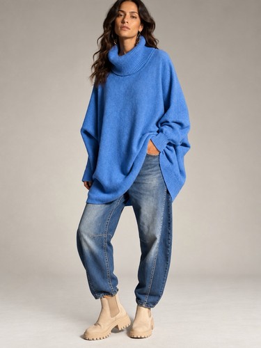 Rollkragenpullover blau mint - blau,